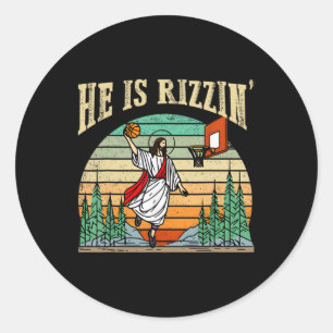 Pegatina Redonda Es Rizzin Bysketbyll Día De Pascua