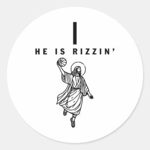 Pegatina Redonda Es Rizzin Pascua Jesús Básquetbol Rel Cristiano