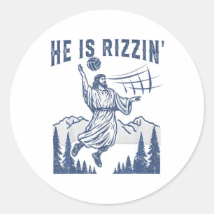 Pegatina Redonda Es Rizzin Voleibol Jesús Feliz Pascua Graciosa C