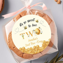 Pegatina Redonda Es Tan Dulce Cumpleaños 2 de Abeja