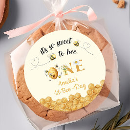 Pegatina Redonda Es Tan Dulce Ser Abeja 1er Cumpleaños