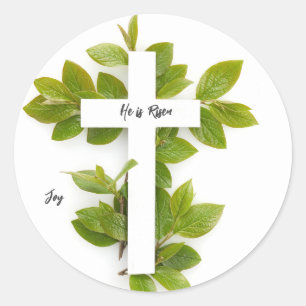 Pegatina Redonda Es texto editable de Risen/Pascua