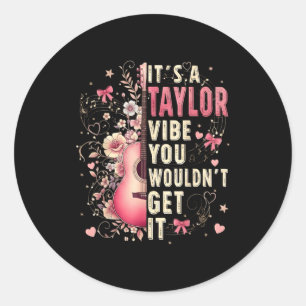 Pegatina Redonda Es un ambiente Taylor corazón floral niña niños 70