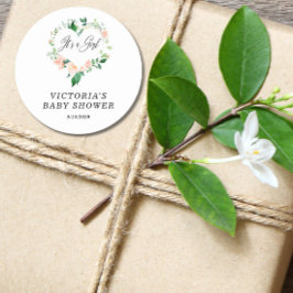 Pegatina Redonda Es un Baby Shower Chica