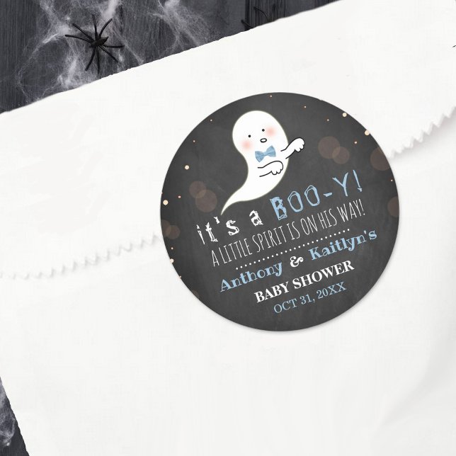 Pegatina Redonda ¡Es un Boo-y! Baby Shower de Little Spirit Hallowe (Subido por el creador)