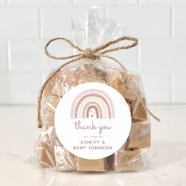 Pegatina Redonda Es un Chica Boho Rainbow Baby Shower Gracias