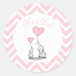 Pegatina Redonda Es un Chica Pastel de Elefante Infantil con Person