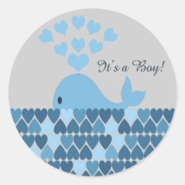Pegatina Redonda ¡Es un chico! Cute Whale