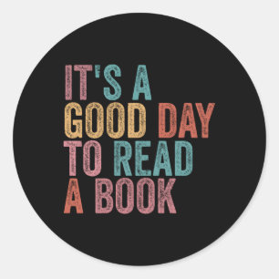 Pegatina Redonda Es Un Día Para Leer Un Libro