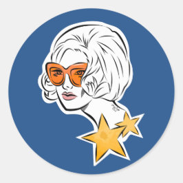 Pegatina Redonda Es un estilo retro de estrellas