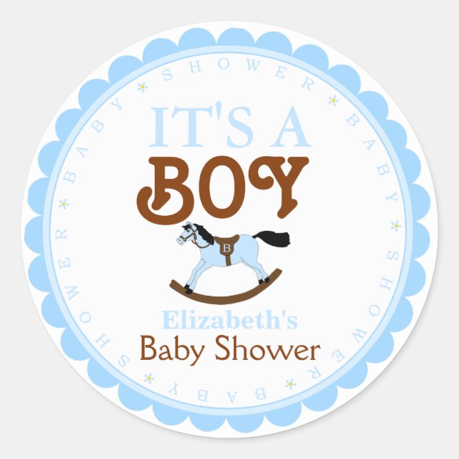 Pegatina Redonda Es un favor de niño-Baby Shower (Anverso)