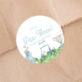 Pegatina Redonda Es un Fiesta de tercer cumpleaños del Golf Azul Pa