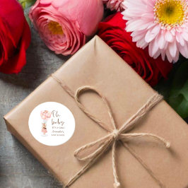 Pegatina Redonda Es un globo volador Baby Shower Chica