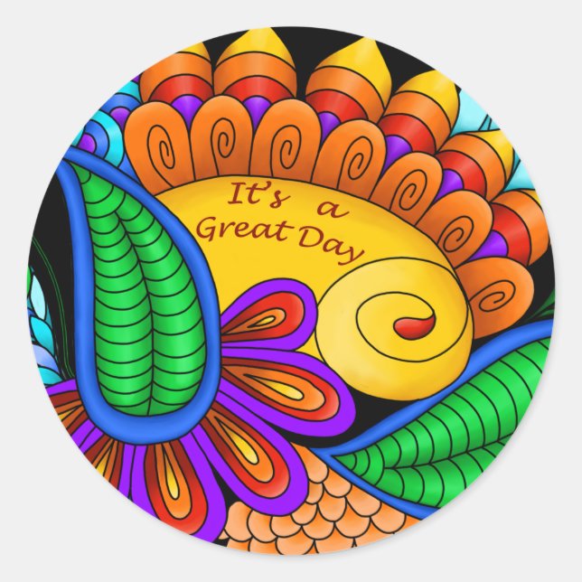 Pegatina Redonda Es un gran día (Anverso)