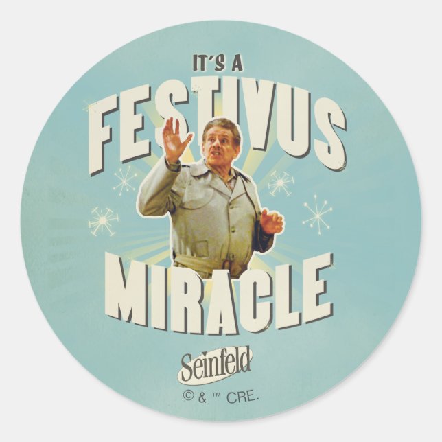 Pegatina Redonda Es un Milagro de Festivus (Anverso)