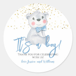 Pegatina Redonda Es un niño Baby Shower Gracias