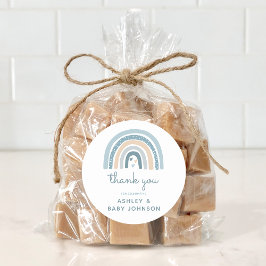 Pegatina Redonda Es un niño Boho Rainbow Baby Shower Gracias