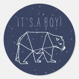 Pegatina Redonda Es un niño - Constelaciones de oso