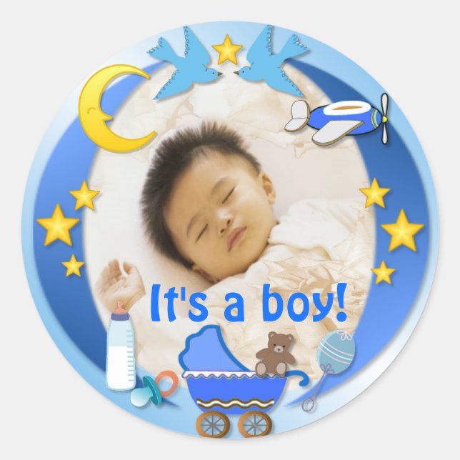 Pegatina Redonda Es un niño ~ Pegatina/sellador # 3 (Anverso)