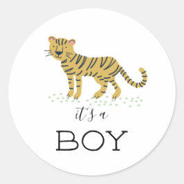 Pegatina Redonda Es un niño tigre