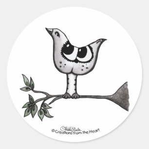 Pegatina Redonda Es un pájaro... ¡es un gato! -Ilusión óptica