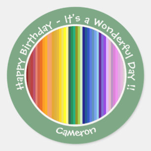 Pegatina Redonda Es un patrón de rayas multicolor, Fiesta arcoiris