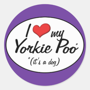 Pegatina Redonda ¡Es un perro! Amo mi yorkie poo