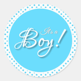 Pegatina Redonda Es un punto polka azul de Boy