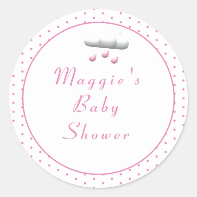 Pegatina Redonda Es un Punto Polka Rosa Chica (Anverso)