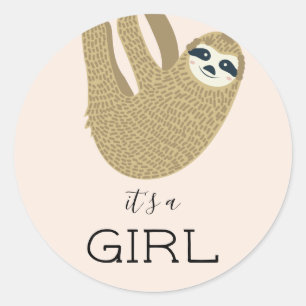Pegatina Redonda Es una Chica Sloth