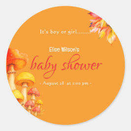 Pegatina Redonda Es una ducha de bebé de cuento de hadas para niños