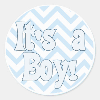 Pegatina Redonda Es una Invitación de Boy Blue Zigzag