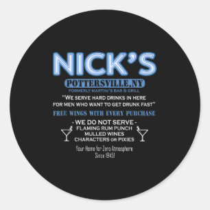 Pegatina Redonda Es Una Vida Maravillosa Bar de Nicks George Bailey