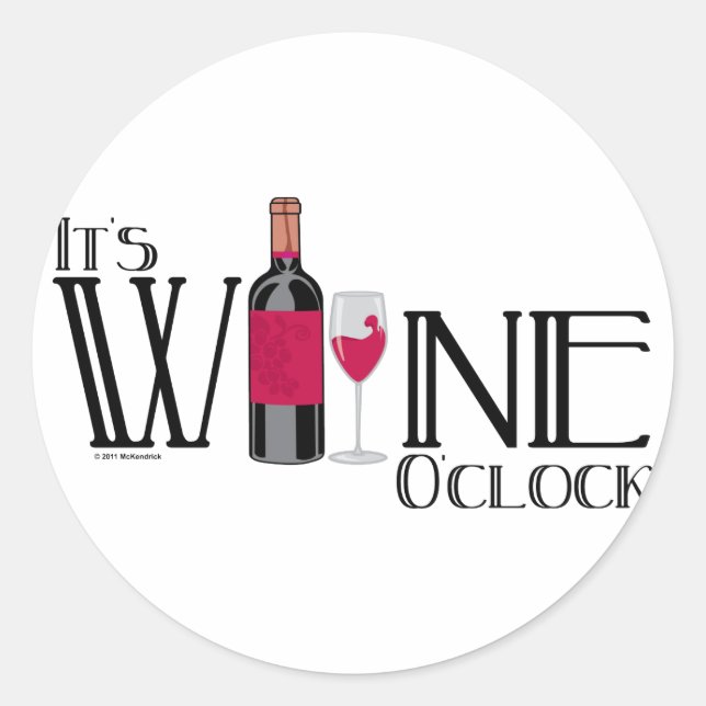 Pegatina Redonda Es Wine O'clock (Anverso)