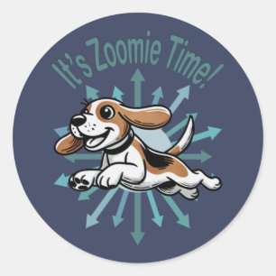 Pegatina Redonda Es Zoomie Time Beagle
