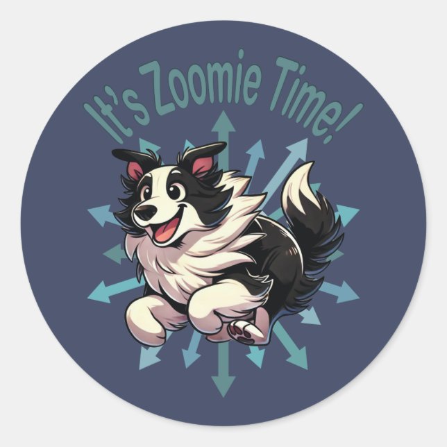Pegatina Redonda Es Zoomie Time Border (Anverso)