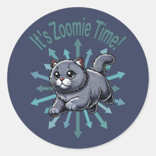 Pegatina Redonda Es Zoomie Time British Shorthtransmitió Cat
