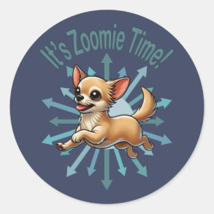 Pegatina Redonda Es Zoomie Time Chihuahua