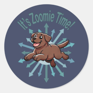 Pegatina Redonda Es Zoomie Time Chocolate Lab