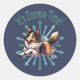 Pegatina Redonda Es Zoomie Time Collie