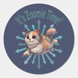 Pegatina Redonda Es Zoomie Time Dilute Calico Cat