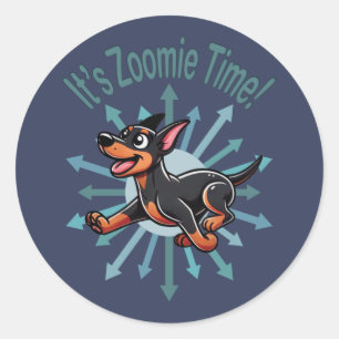 Pegatina Redonda Es Zoomie Time Doberman Pincher