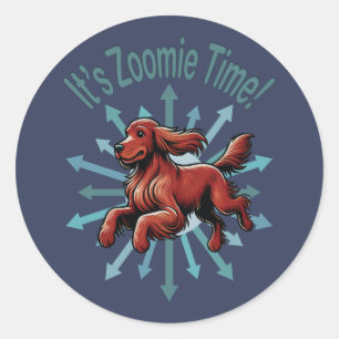 Pegatina Redonda Es Zoomie Time Irish Setter
