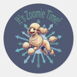 Pegatina Redonda Es zoomie Time Poodle