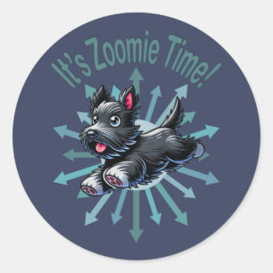 Pegatina Redonda Es Zoomie Time Scottish Terrier