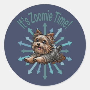 Pegatina Redonda Es Zoomie Time Yorkshire Terrier