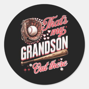 Pegatina Redonda Ésa es mi nieto ahí fuera, abuela de béisbol Mothe