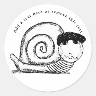 Pegatina Redonda Esbozo de escargot de caracol francés