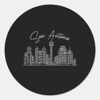 Pegatina Redonda Esbozo De Esquyline De San Antonio Para El Orgullo