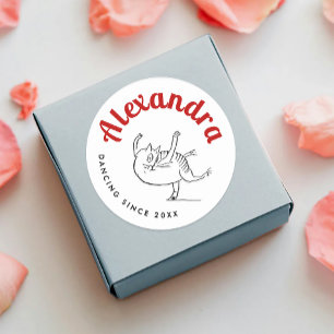 Pegatina Redonda Esbozo De Gatos Cuadros Rojo Y Blanco Edward Lear